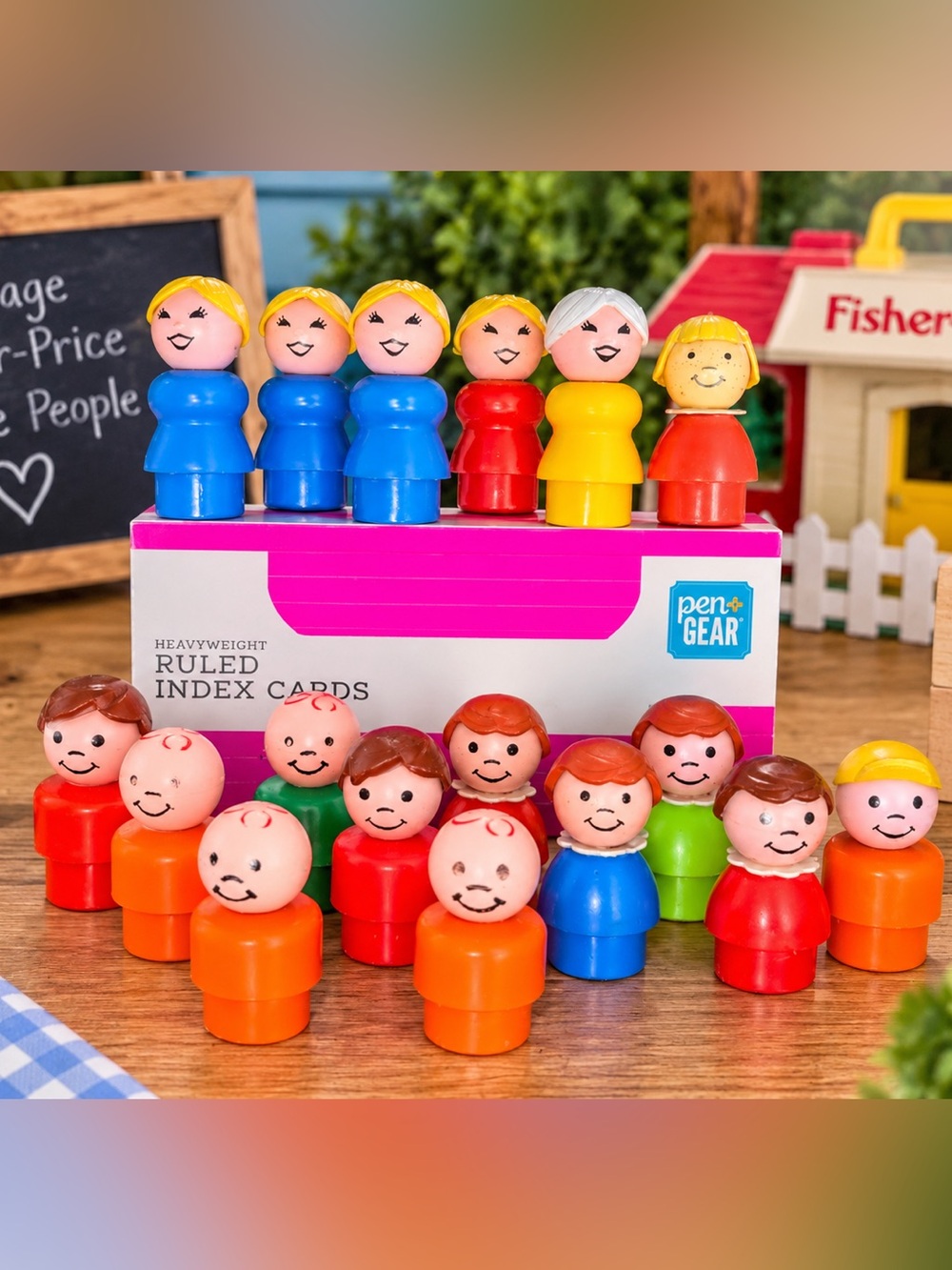 Classic Wooden Peg People Toy Set – Bright Mixed Colors